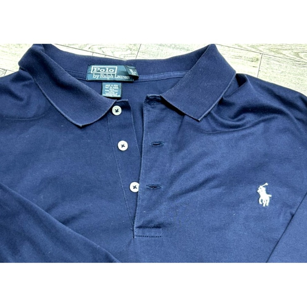 Vintage Y2K Polo Ralph Lauren Golf Shirt Mens XL Navy Cotton White Pony Logo